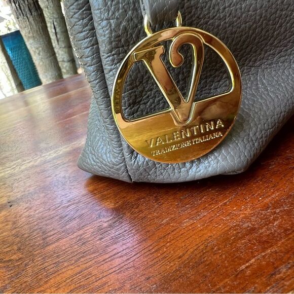 VALENTINA Vachetta Italian Small Leather Bag  Taupe Gold Hardware - Picture 4 of 15